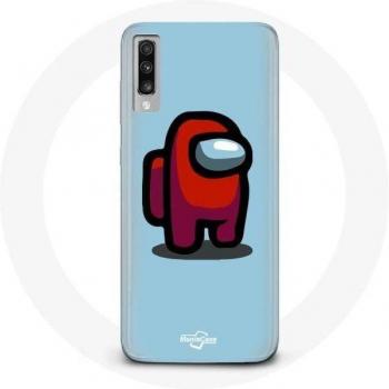 Funda Samsung Galaxy A70 Among Us Videojuego Fondo Azul