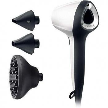 Remington Air 3D D7779 - Secador de Pelo, Secador Iónico, 2 Concentradores y Difusor, 1800 W, Flujo de Aire 3D, Blanco