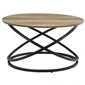 Mesa de Centro Redonda Dunedin 46 x 79 cm - Aglomerado Efecto Madera y Negro