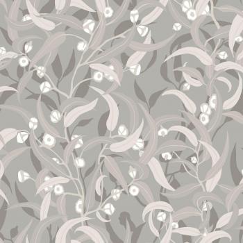 Papel Pintado Vinílico Botánico Floral Gris Saracene Amalfi Saint Honore