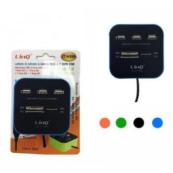 Lector de Tarjetas de Memoria Combo Hub 3 Puertos USB 2.0 MS M2 SD TF IT-H599