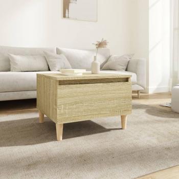 Mesa auxiliar de roble Sonoma 50x46x35 cm, madera multicapa y contrachapada, color marrón