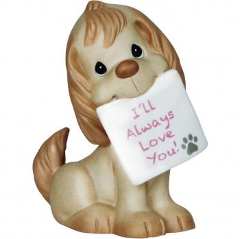 Precious Moments figura decorativa perro de peluche con diseño con texto en inglés