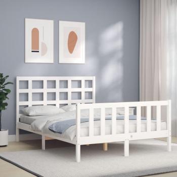 Cama solar sin colchón 140x200 cm madera maciza pino blanca con cabecero