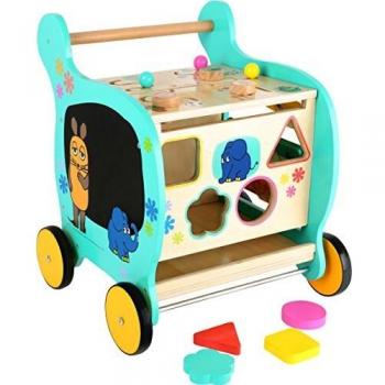 Small Foot Design 10495 Andador programa de madera con motivos ausder Ratón versátil Diversión para niños a partir de 2 años, Andador para promover la moto rischen Habilidades , color, modelo surtido