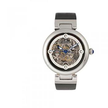 Empress Adelaide Women's Automatic Skeleton Watch with Black Leather Strap
