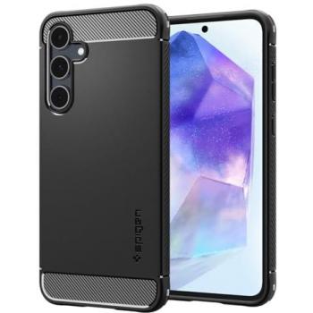 Funda Spigen Rugged Armor para Samsung Galaxy A55 5G - Negro Mate - Protección Avanzada y Diseño Moderno