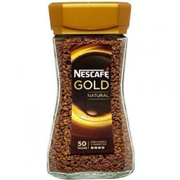 Nescafé GOLD NATURAL, Café Soluble con Aroma y Sabor Auténtico, 100% Arábica Tueste Natural, Pack de 3 Frascos de Vidrio x 100g