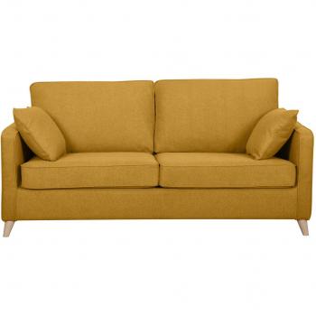 Sofá cama 3 plazas nórdico amarillo comino con colchón de 10 cm papel