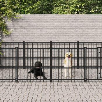 Jaula exterior de acero para perros 15,02 m² Vidaxl Negra
