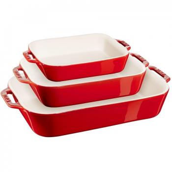 Staub - Set de 3 fuentes rectangulares de gratinado y horneado, cerámica resistente, varios colores