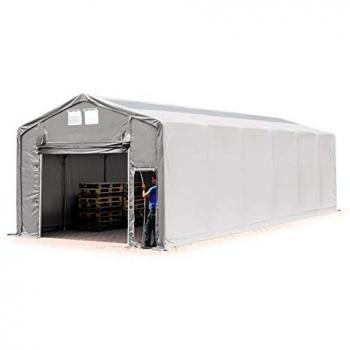 Carpa Industrial 6x12 m con Puerta Levadiza y Claraboya, PVC 850 N, 100% Impermeable, Gris - Altura Lateral de 3 m
