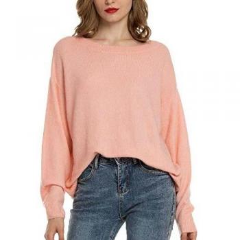 Woolen Bloom Jersey Punto Mujer Invierno Jersey Rayas Camiseta Manga Larga Sueter Basico Suelto Jerseys Camisa Tops Pull-Over Suéter Mujer Primavera Otoño Rosa