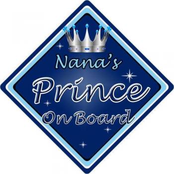 Non Personalised niño/bebé a bordo coche señal ~ Nanas Prince On Board ~ D. azul