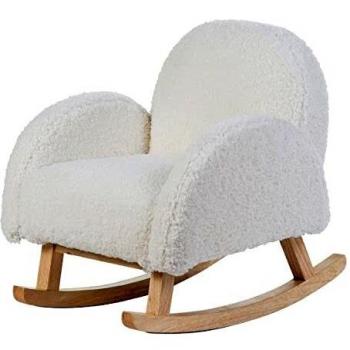 Mecedora Infantil Teddy Blanca con Diseño Robusto y Seguro, Sillón Con Reposabrazos para Niños