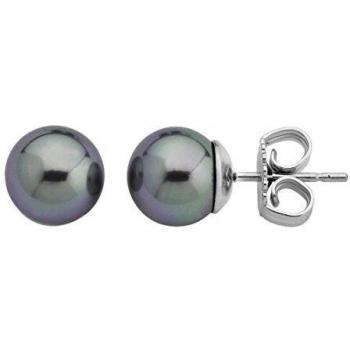 Majorica - Pendientes, 8 mm perlas grises redondas