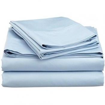 British elección de lino algodón egipcio 600-thread-count satén funda de edredón & pillowcoase., Light Blue Solid, matrimonio grande