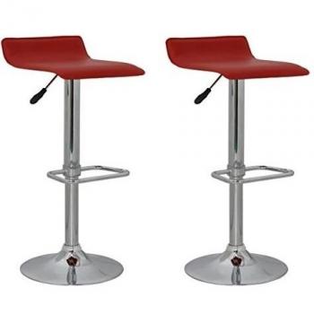 Taburete de bar plano de cuero rojo