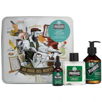 Proraso Refreshing Beard Care Gift Set - Shampoo 200ml, Balm 100ml, Oil 30ml