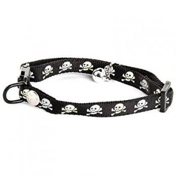 Collar para gato negro con diseño de cabeza de muerto de nylon Martin Sellier