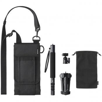 Sony VCT-MP1 - Pack de accesorios para cámara con Monopie, minitrípode y bolsa de transporte, color negro