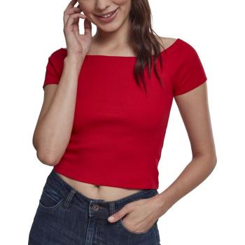 Camiseta Urban Classics Mujer Acanalada de Hombros al Aire - Talla XS a XL - Color Rojo
