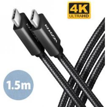 AXAGON Cable de carga USB-C BUCM32-CM15AB, 1.5m, 3.2 Gen 2, PD 100W, 5A, soporte para 4K HD, diseño en aluminio y tr