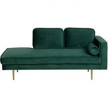 Beliani Chaise Longue en Terciopelo Verde Esmeralda Derecho MIRAMAS