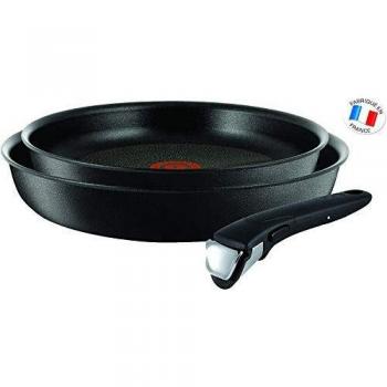Tefal Ingenio Expertise - Juego de 2 Sartenes + Mango extraíble: Sartenes de 24 y 28 cm, mango intercambiable, sartenes antiadherentes, Titanium Excellence, Thermospot, apto horno y lavavajillas