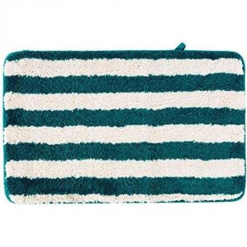 MSV Ligne Alfombra de baño, Microfibra, Azul Marino, 50 x 80 x 15 cm