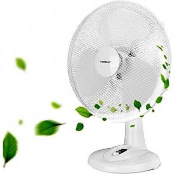 Aigostar Allace 33JTO - Ventilador de mesa con 3 velocidades, Ventilador sobremesa 42 cm, oscilación silencioso de 80 grados, potencia 45 W, color blanco. Diseño exclusivo.