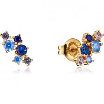 Pendientes Viceroy Trend Plata de Ley Bañados en Oro con Circonitas Azules y Blancas
