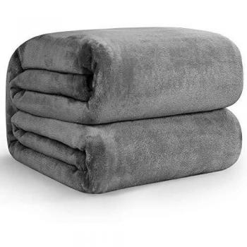Hansleep Manta para Sofá de Franela 130x165 cm, Mantas para Cama 80 Suave - Manta Pelo de Microfibra Pequeña Transpirable Hipoalérgica, Manta Forro Polar Reversible Gris