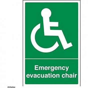 vsafety 17048 – au-s Fire punto de montaje signo,silla de evacuación de emergencia, autoadhesivo, vertical, 200 mm x 300 mm, verde