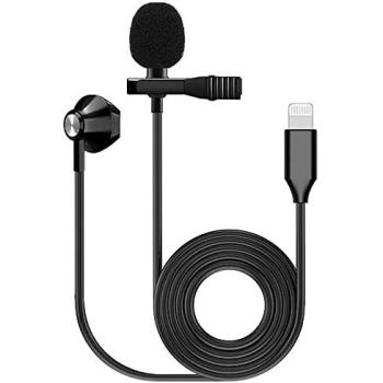 Kinsman KMIC09 Black Lavalier Microphone with Earpiece and Lightning Adapter