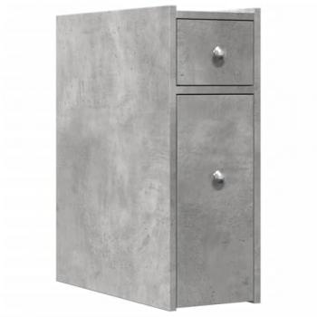 Armario de baño estrecho con ruedas madera gris hormigón
