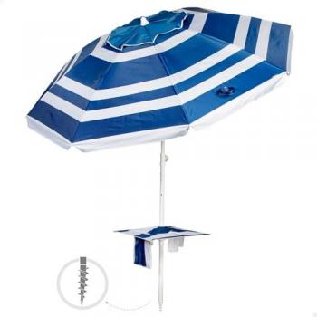 Sombrilla de Playa Aktive 210 cm Inclinable con Mesa Central, Mástil de Acero, Tejido Oxford UV50