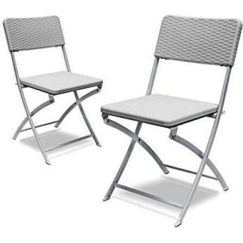 Relaxdays 2 10020055_419-Sillas Plegables de jardín, Blanco, 50x44x82 cm