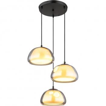 Lámpara Colgante Jella de 95 cm, Gris Humo, 3 Luces, Cristal