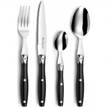 Set de Cubiertos Lou Laguiole Comptoir Negro Metal 24 Piezas
