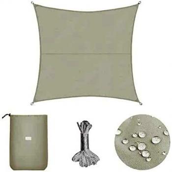 Sekey Toldo Vela de Sombra Impermeable 3.6x3.6m Cuadrada Protección Rayos UV, Resistente al Desgarro, para Terraza Balcon Patio Exteriores Jardín, con Ojales y Cuerdas de Fijación, Blanco