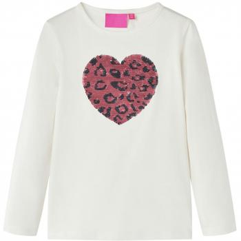 Camiseta Niños Manga Larga Diseño Corazón de Lentejuelas Jersey Ropa Infantil
