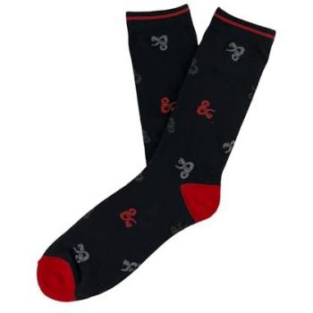 Calcetines Unisex de Alta Calidad Dragones y Mazmorras - Media Caña Color Negro, Producto Oficial D&D