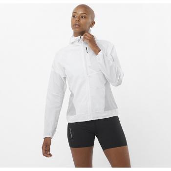 Chaqueta cortavientos de mujer Bonatti Cross Wind Salomon - Chaqueta trail running, color blanco, diseñada para actividades al aire libre, ligera, transpirable, resistente al viento y con tecnología que ofrece comodidad en condiciones cambiantes