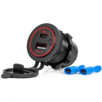 Cargador de coche para móvil AMiO 04221 - Carga rápida y puerto USB