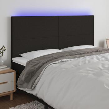 Cabecero LED negro con luces, dimensiones 180x5x111/128 cm, material tela