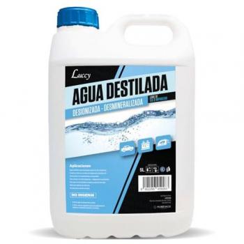 Agua Destilada Desmineralizada Desionizada LUCCY 100% Pura - Ideal para CPap, Humidificadores, Limpieza y Laboratorios (5 Litros)
