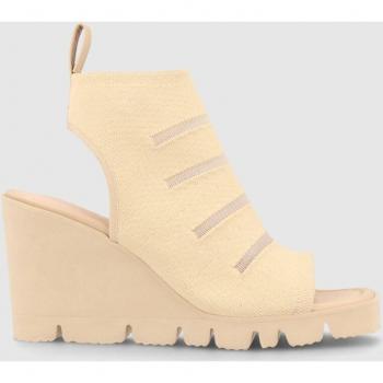 Lodi - Sandalias de cuña de mujer en tejido elástico color beige