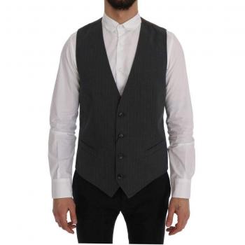 Dolce & Gabbana Gray STAFF Cotton Striped Vest - IT50 | L