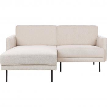 Sofá Esquinero Moderno Tapizado Derecho 2 Plazas en Poliéster Beige Claro con Patas de Metal y Respaldo Acolchado 192 x 155 cm